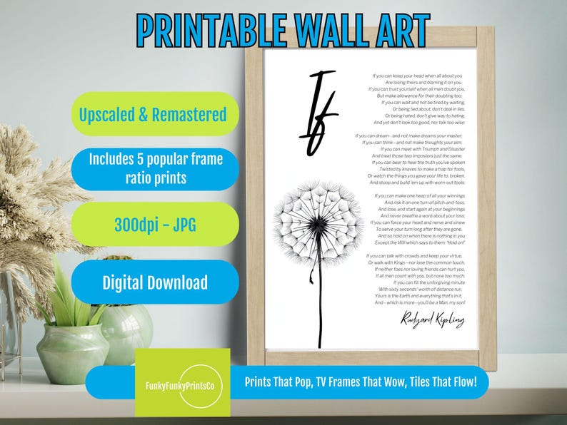 If Poem Printable Wall Art by Rudyard Kipling – Motivational Quote ...
