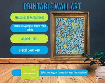 William Morris Fruit Print, Vintage Botanical Wall Art, Colorful Nature Decor, PRINTABLE Arts & Crafts Fruit Pattern