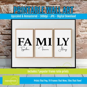 Minimalist Family Word Art Print: Black and White Typography (Digital Download