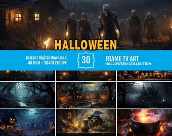 Halloween TV Art Collection, Set of 30 Digital Downloads, Samsung Frame Art, 4K High Definition Spooky Wall Decor for Your Home