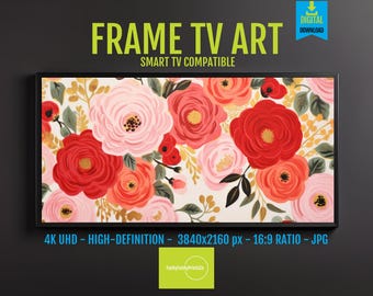 Roses Art Digital Print for Samsung Frame TV – Colorful Botanical Art 4K UHD Screensaver, Modern Painterly Floral Decor Download