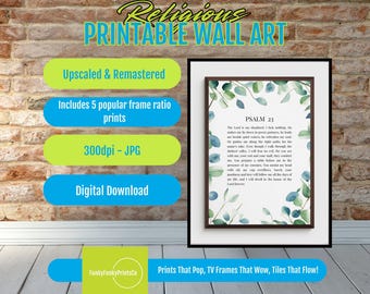 Psalm 23 Greenery Scripture Print: Christian Wall Art (Digital Download)