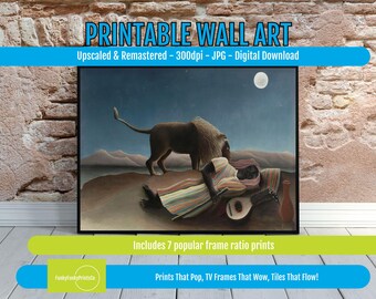 Henri Rousseau Art: The Sleeping Gypsy PRINTABLE Vintage Wall Decor, 300dpi Digital Download, Classic PRINTABLE Art File