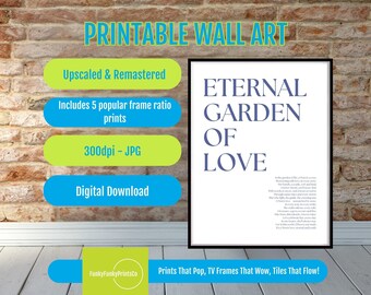 Poem Wall Art Garden of Love – Mothers Day Poem PRINTABLE, Elegant Digital Download, Sentimental Gift for Mom, Family Decor