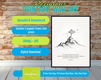 Jeremiah 29 11 Christian Wall Art PRINTABLE, Scripture Print, Motivational Bible Verse Decor, Digital Download Art