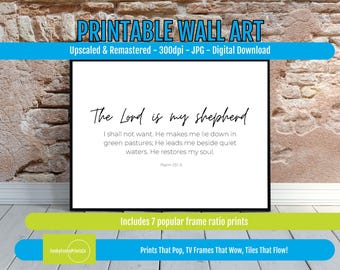 Psalm 23 Wall Art: Minimalist Christian Scripture Print (Digital Download