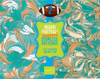 Miami Football Colors Seamless Pattern: 12x12 Digital Paper (Digital Download)