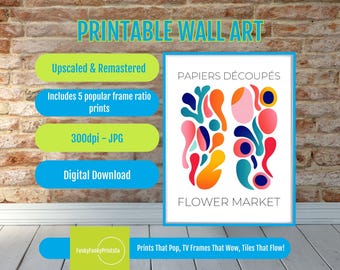 Matisse Art Print "Flower Market" Colorful Abstract Cutout - Mid-Century French Inspired Wall Decor, Modern Boho Aesthetic Home Artwork