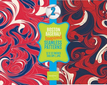 PRINTABLE Patterns Boston Baseball-Inspired 12x12 Seamless Digital Tiles in 300 dpi JPG | PRINTABLE Download for Wallpaper & Crafts