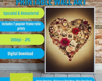 Abstract Heart Art Printable Wall Decor: Minimalist Modern Digital Download (5 Sizes, 300 DPI, Instant Download for Home and Office)