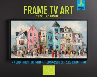 Decorative Balconies in a Charming Coastal Town—Vibrant Street Art, Whimsical Houses & Lively Community Scene, 4K UHD Download