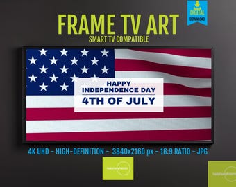 Patriotic Frame TV Art 4K HD Digital Download, Red White Blue Fourth of July, Americana Decor, Summer Independence Day TV Art, 239