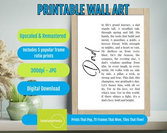 Heartfelt Dad Poem Printable Wall Art Decor – Sentimental Father’s Day Gift, Emotional Dad Love Poem Digital Download Gift