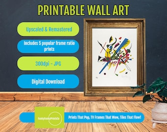Abstract Wall Art Print – Bold Kandinsky Style Geometric Decor for Modern Home, Vibrant Digital Download, Colorful Office Art