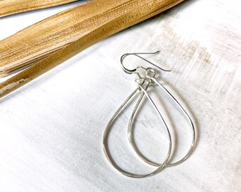 Teardrop Hoops, Gold Filled Hoops, Sterling Silver, Minimalist Jewelry, Basic Hoop Earrings