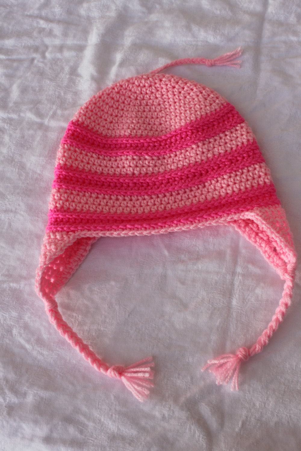 Crochet handmade Edith hat. Despicable me inspired beanie with earflaps and braids. Infant-Adult sizes