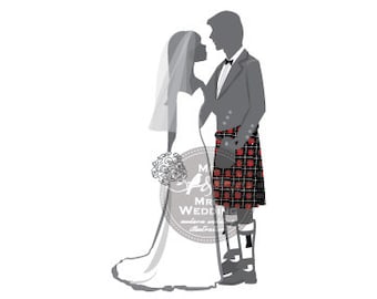 Silhouette Wedding Program - Couple 24 Scottish Kilt