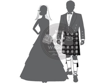 Silhouette Wedding Program - Couple 21 Scottish Kilt