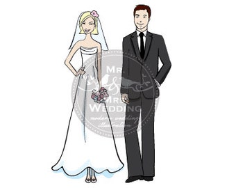 Custom Wedding Illustration - Couple 1