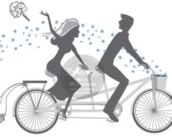 Silhouette Wedding Program - Couple 27 Bicycle Flowers