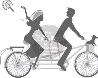Silhouette Wedding Program - Couple 19 Bicycle