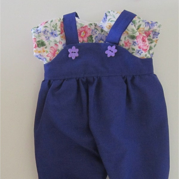 Baby Doll Clothes Purple Romper Floral Blouse Headband Fits Bitty Baby or Other 15" Baby Dolls