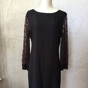 Vintage Handmade Black Cocktail Dress in Silk Dupioni Audrey Hepburn Style Sz M