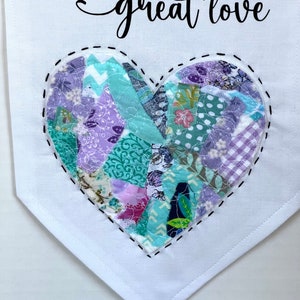 Small things with great love, Heart Quilted heart Wall Banner, Fabric wall decor, Fabric Banner, Fabric Sign, Fabric Pendant, Heart Decor image 5