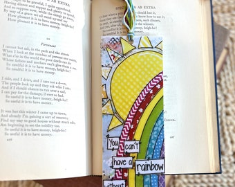 Rainbow Bookmark, a little rain, Book love, Page Holder