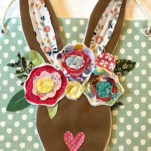 Spring Bunny Wall Banner, Fabric Bunny Decor, Spring is in the air, Fabric Appliqué Sign, Fabric Rabbit sign, Easter Decor image 3