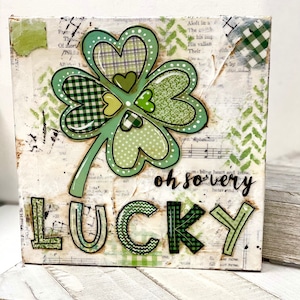 St Patricks Day Decor, shamrock decor, Four Leaf Clover, Shamrock Sign, oh so very lucky image 1