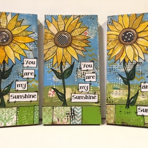 Sunflowers You are my sunshine sunflower sign Song Lyric Art image 6