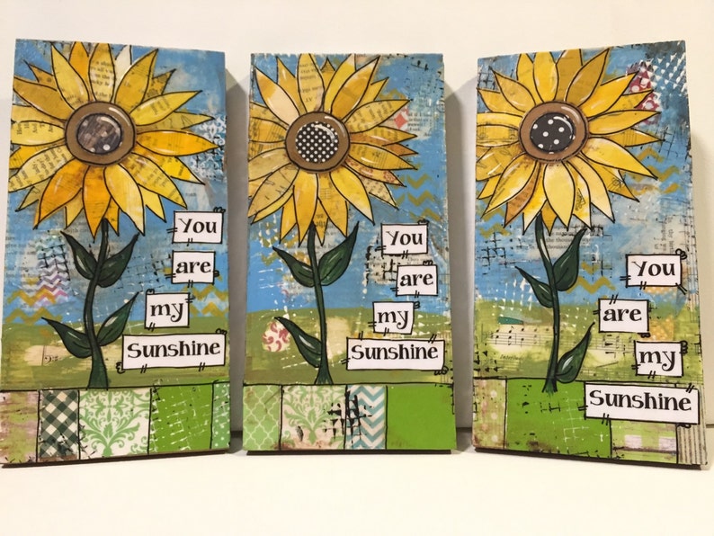 Sunflowers You are my sunshine sunflower sign Song Lyric Art image 6