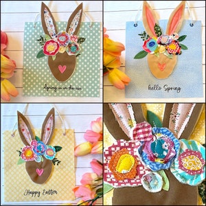 Spring Bunny Wall Banner, Fabric Bunny Decor, Spring is in the air, Fabric Appliqué Sign, Fabric Rabbit sign, Easter Decor image 8