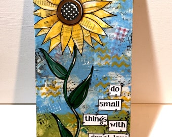 Sunflower painting, do small things with great love, Mother Teresa