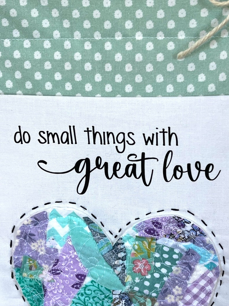 Small things with great love, Heart Quilted heart Wall Banner, Fabric wall decor, Fabric Banner, Fabric Sign, Fabric Pendant, Heart Decor image 3