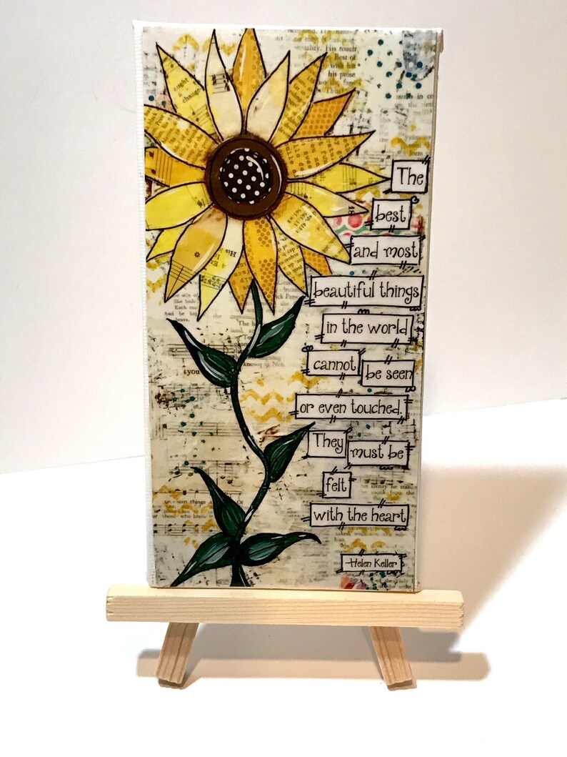 Sunflower Print, Sunflower Decor, Helen Keller, Print and Easel Set 