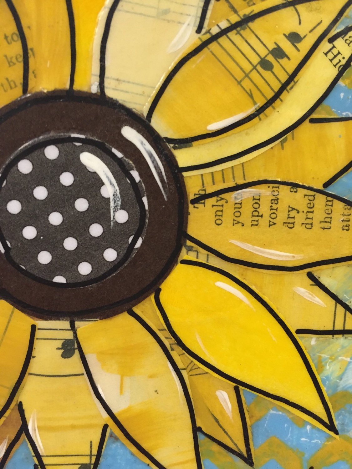 Sunflower mixed media collage paper painting Poster for Sale by