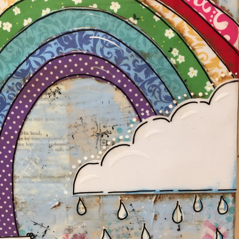 Rainbow Art Sign Canvas Mixed Media Rainbow Art Colorful The Etsy