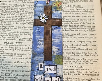 Cross Bookmark, It is well with my soul, Bible Study Gift, Religious Bookmark