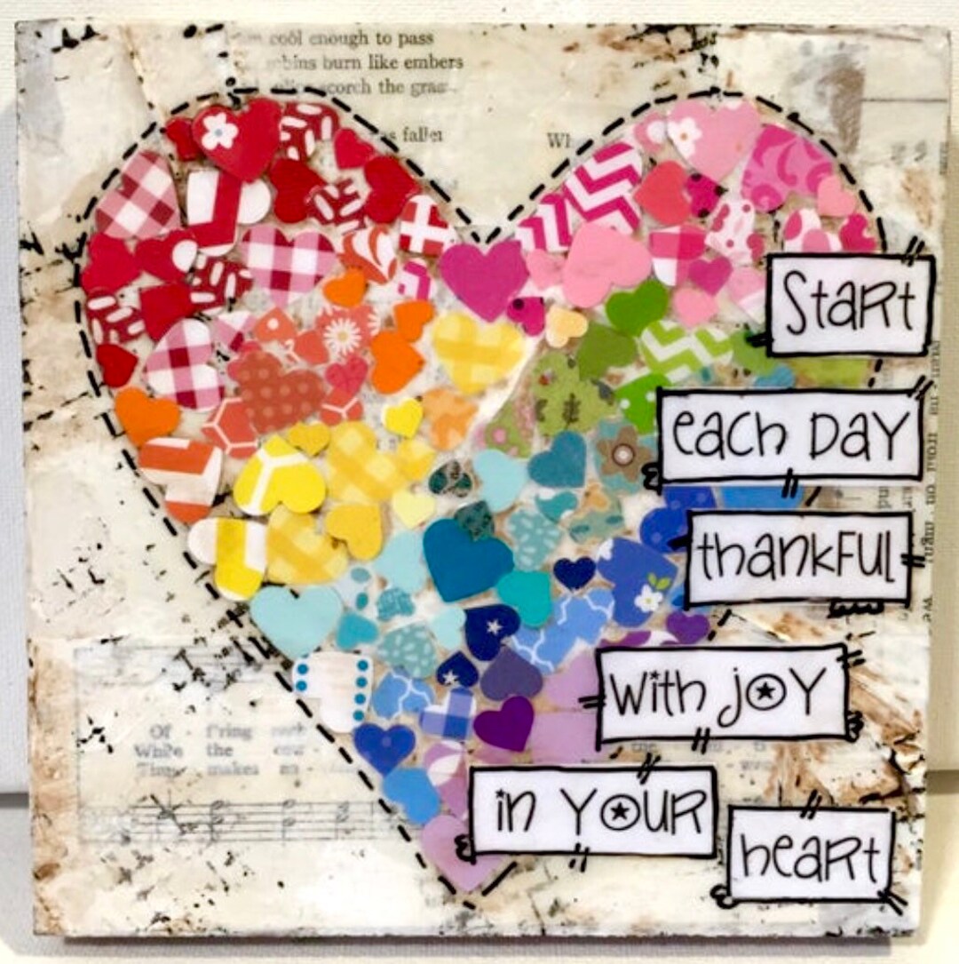 Thankful Heart Sign, Heart Decor, Start Each Day Thankful With Joy in ...