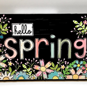 Spring Signs Wood, Hello Spring Sign, Spring Sign, Home Decor, Spring Flowers, Spring Decor image 1