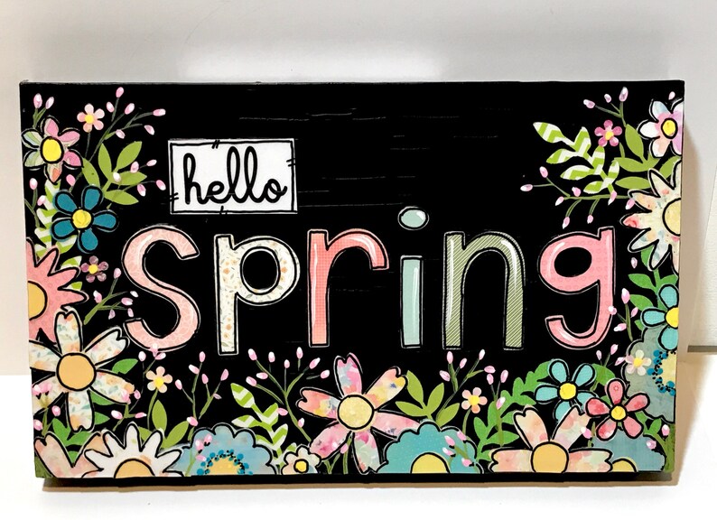 Spring Signs Wood, Hello Spring Sign, Spring Sign, Home Decor, Spring Flowers, Spring Decor image 1