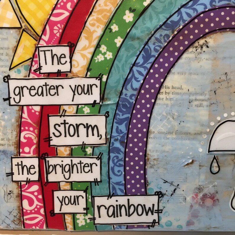 Rainbow Art Sign Canvas Mixed Media Rainbow Art Colorful The Etsy