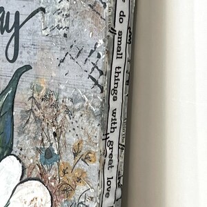 Daisy Painted Sign, daisy Decor, Mixed Media Daisy, Boho Flower, I think I will just be happy today image 7