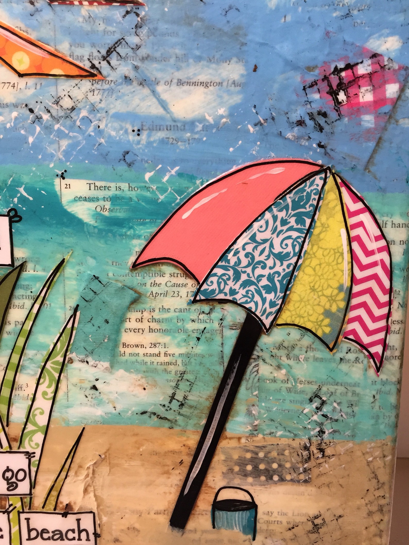 Beach Canvas Art Mixed Media Collage Art Everyone should Etsy