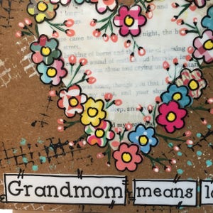 Grandmom gift, Birthday Gift, Grandmom means love, Floral Heart Sign, Mother's Day gift image 2
