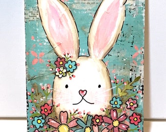 Bunny Sign Spring Bunny Sign Home Decor Bunny Kisses and Easter Wishes Easter Decor
