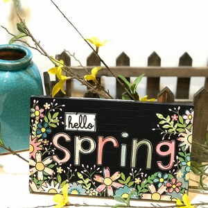 Spring Signs Wood, Hello Spring Sign, Spring Sign, Home Decor, Spring Flowers, Spring Decor image 2