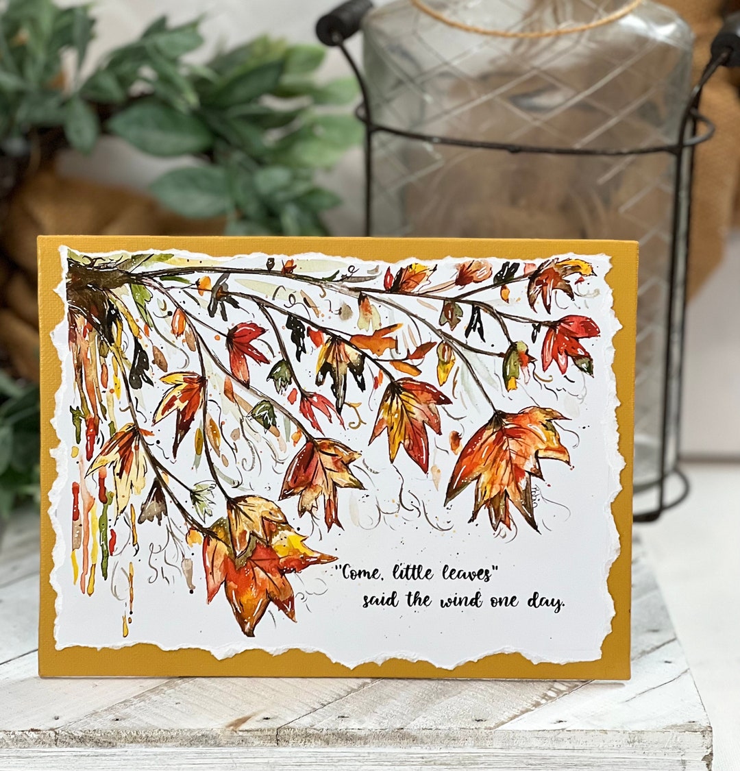 Fall Leaves Painting, Come Little Leaves Said the Wind, Watercolor ...